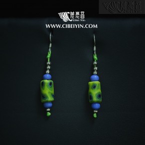 Green Glazed Crystal Earrings 416-3
