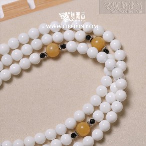 Milky White Tridacna 108 Prayer Beads - 8mm -A