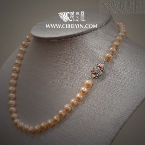 "Pretty woman" freshwater pink pearl Necklace-1