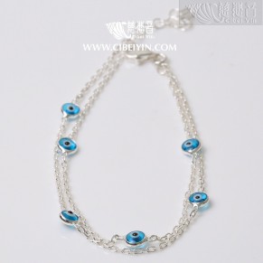 Vajra Eye Double-strand Bracelet-Light blue (5mm)