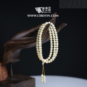 Exquisite Golden Silk Tridacna 108 Prayer Beads - 6mm
