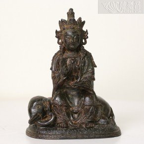 Yuan Dynasties Gilt Bronze Samantabhadra ridding a elephant Statue