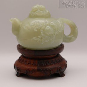 Hetian white jade longevity peach pot