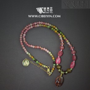 "Blossom of Fortune" Multi-shaped and Color Tourmaline Necklace-5