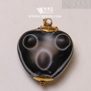 Natural Three-Eyed Dzi Bead King pendant-1