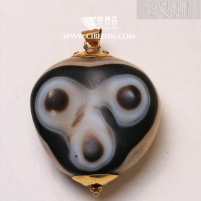 Natural Three-Eyed Dzi Bead King-A