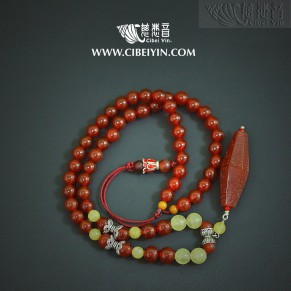 Red Old Agate beads Necklace 01-A