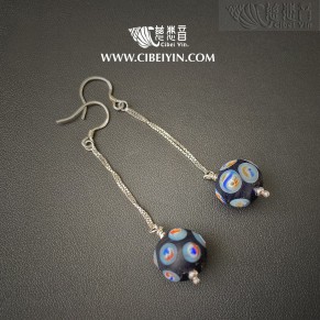 Black color Glazed Crystal Earrings 417-14