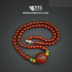 Red Old Agate beads Necklace 2A-59