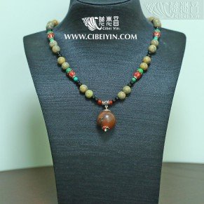 "Auspicious Omen"Old Agate Necklace 2A-86