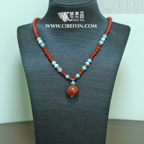 "Centering"Old Agate Necklace 2A-90