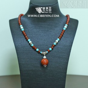 "Fearless"Old Agate Necklace 2A-93