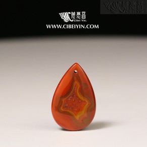 "Bodhi Leaf"True Fire Stone Pendant-5-006