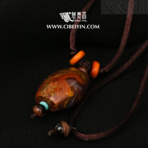 Golden lotus-True Fire Stone Necklace-18-006
