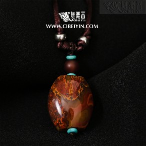 "Flaming Red Lotus"True Fire Stone Necklace-18-007