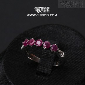 Five Blessings Arrive - Ruby Silver Ring (Size 7.25)