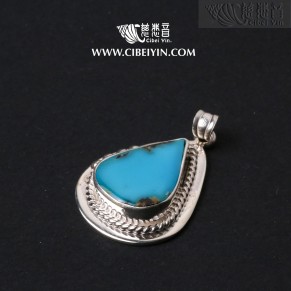 Natural Turquoise Silver Pendant-306