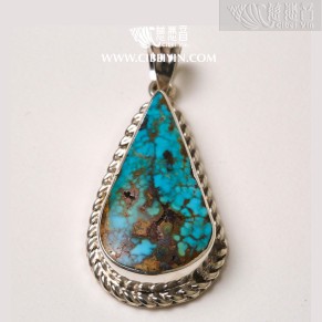 Natural Turquoise Silver Pendant-36A
