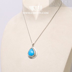 Natural Turquoise Silver Pendant-5A2