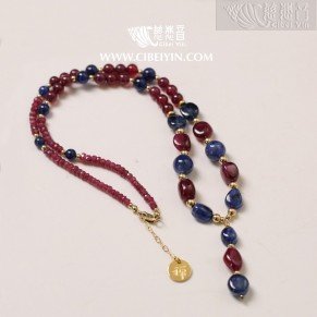 "Triumphant success in the imperial examinations"Gold-filled Sapphire Ruby Necklace