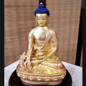 Gilt bronze - Medicine Buddha statue (15cm)