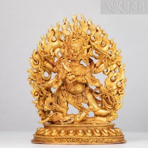 Gold Plated on Bronze Statue of Mahakala