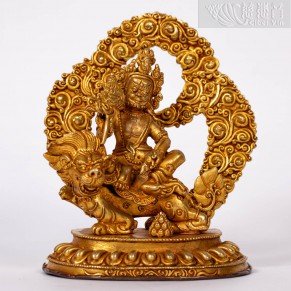 Gold Plated on Bronze Statue of Jambhala