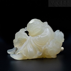 "Bodhidharma Fu Lu Shou" Shoushan Lychee Frozen Stone Ornament