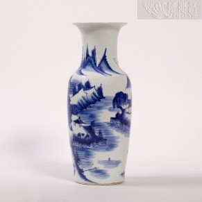 Kangxi Prosperous Era Blue and White Porcelain Vase from the Qing Dynasty