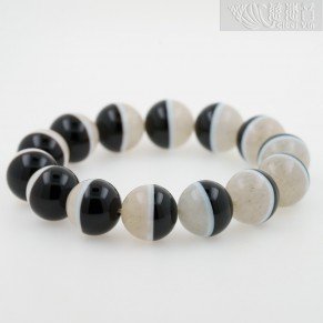 "Tai Chi Bead" Natural Crystal&Agate Bracelet 16mm