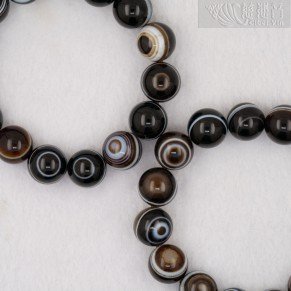 Grade A Natural Agate Dzi Bead Bracelet 14mm