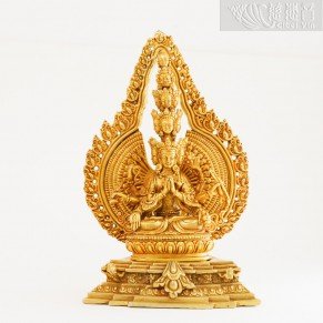 Avalokitesvara statue in gold-plated copper
