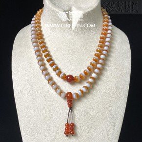 "Treasure Jar Bead" Natural Agate 108 Prayer Beads 02-05