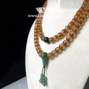 "Treasure Jar Bead" Natural Agate 108 Prayer Beads 04-01