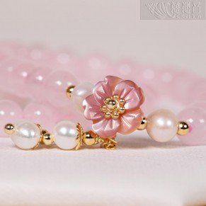 Rose Quartz Peach Blossom Bracelet - 6mm