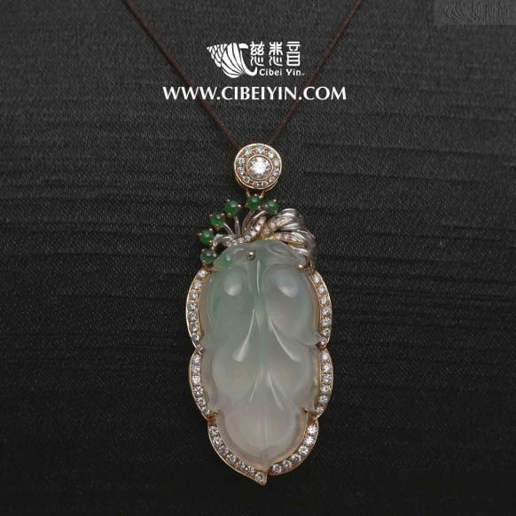 "Successful Career" Jadeite Pendant with Diamond Inlay