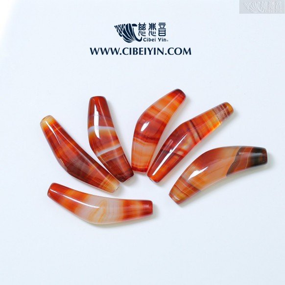 Horn-Shaped Dzi Bead (Natural Red Sardonyx) - AA1