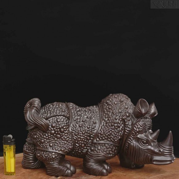 Copper Armor Rhinoceros Ornament - Single Bronze piece for sale
