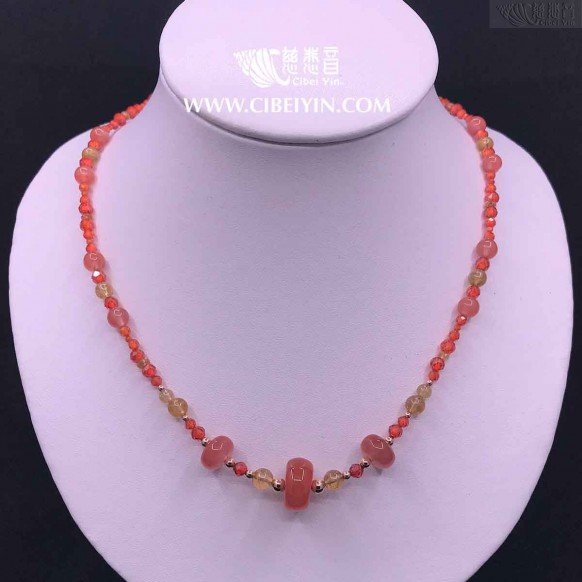 Turn the stone into gold--South Red Agate Necklace (GF Rose Gold)