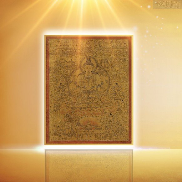 The Ming Dynasty Four-Arm Guanyin Bodhisattva Golden Thangka(Big)