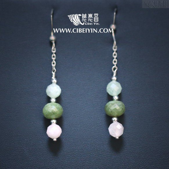 Peaceful-Fancy sapphire morganite 925 silver earrings