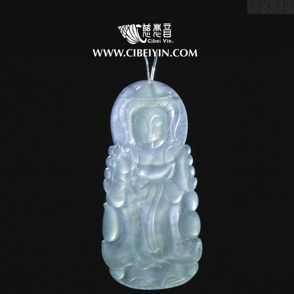 "Treasure Vase"Guanyin Jadeite Pendant-2324