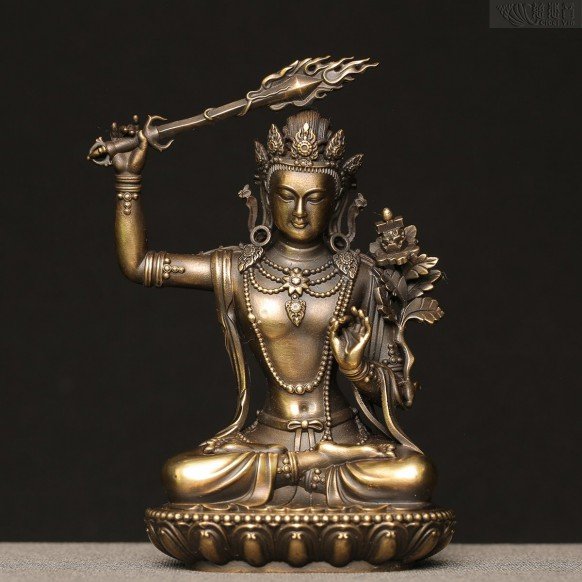 "Great Wisdom" Manjushri Statue - Antique Finishing（11CM)