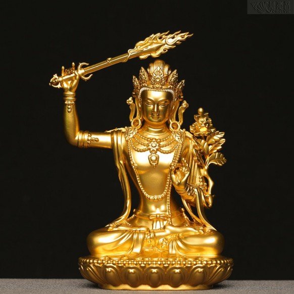 "Great Wisdom" Manjushri Statue - Gold Painted（11CM)