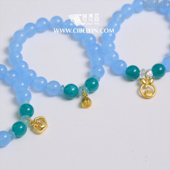 "Lucky Treasure"Aquamarine Bracelet - 10mm
