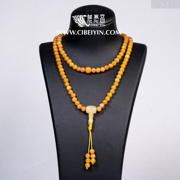 Golden Silk Jade 108 Prayer Beads – 6mm