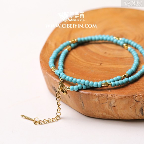 Turquoise beaded collarbone necklace