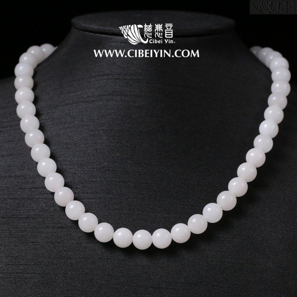 White Jade Necklace - 10mm