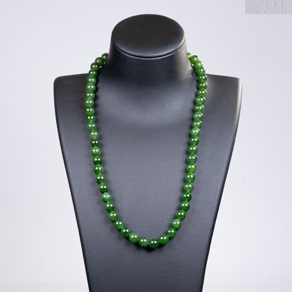 Hetian Jade Necklace （Green）-8mm