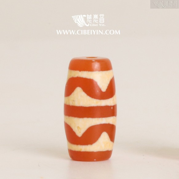 Double Tiger Tooth Dzi Bead (Red) – 19 mm